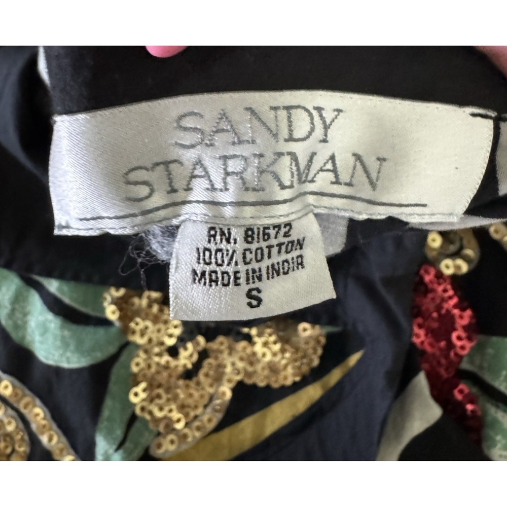 Sandy Starkman Wrap Skirt Small Sequin Floral Boho Artisan Statement Midi Skirt - Picture 8 of 9